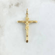 Dije Cruz Cristo Puntas Planas 2.4gr / 5.6cm / Troquelado Oro Amarillo 18K