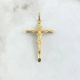 Dije Cruz Cristo Liso 1.45gr / 4.4cm / Puntas Planas Oro Amarillo 18K ©