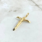 Dije Cruz Cristo Puntas Planas 2.4gr / 5.6cm / Troquelado Oro Amarillo 18K