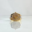 Anillo Correa Corona 7.55gr / T6 3/4 / Circones Blancos Dos Oros Amarillo Blanco 18K