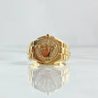 Anillo Correa Corona 7.35gr / T8 3/4 / Circones Blancos Oro Amarillo 18K