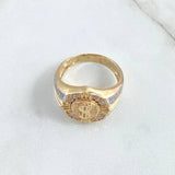 Anillo Escudo Dólar 9.5gr / T10 / Circones Blancos Oro Amarillo 18K