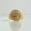 Anillo Corona Puntos Enmallados 8.65gr / T9 1/4 / Circones Blancos Oro Amarillo 18K