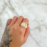 Anillo Corona Puntos Enmallados 8.65gr / T9 1/4 / Circones Blancos Oro Amarillo 18K