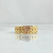 Anillo Cinturon Corona 5gr / T9 1/4 / Circones Blancos Dos Oros Amarillo Rosa 18K