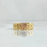 Anillo Cinturon Corona 5gr / T9 1/4 / Circones Blancos Dos Oros Amarillo Rosa 18K