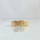 Anillo Cinturon Corona 5gr / T9 1/4 / Circones Blancos Dos Oros Amarillo Rosa 18K