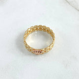 Anillo Cinturon Corona 5gr / T9 1/4 / Circones Blancos Dos Oros Amarillo Rosa 18K