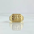 Anillo Sello Buho Mate 1.4gr / T6 3/4 / Rayas Laterales Oro Amarillo 18K *