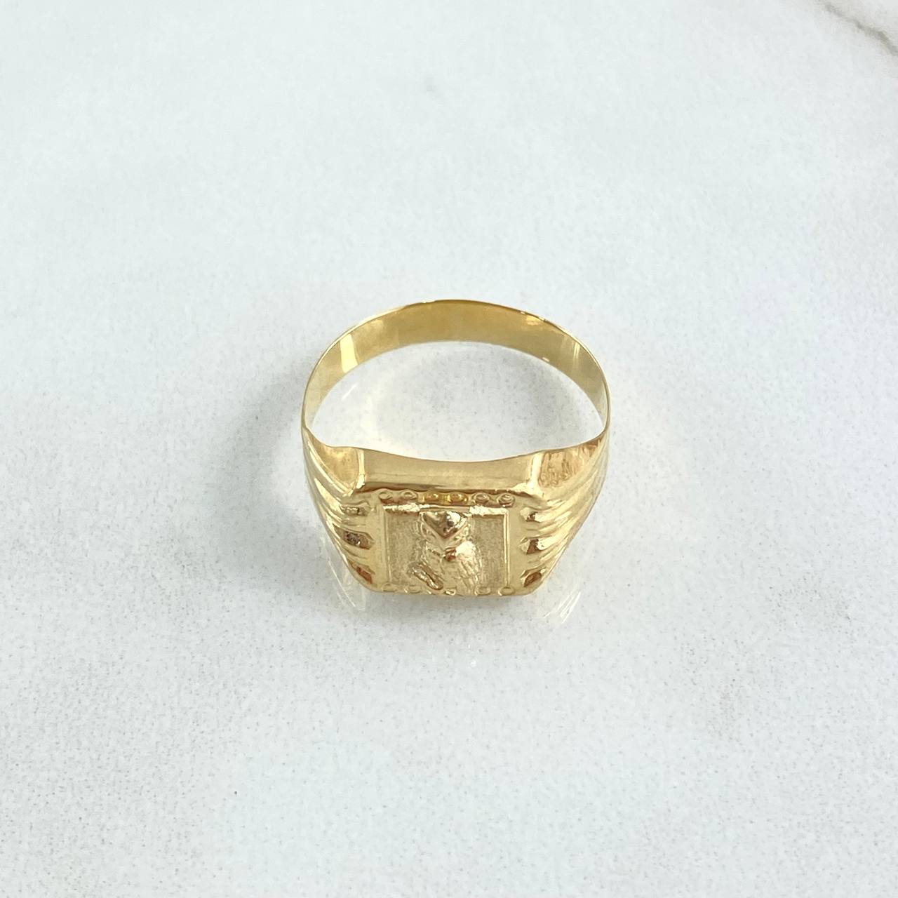 Anillo Sello Buho Mate 1.4gr / T6 3/4 / Rayas Laterales Oro Amarillo 18K *