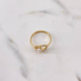 Anillo Solitario Ovalo 2.3gr / T6 3/4 / Circones Blancos Oro Amarillo 18K $