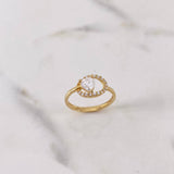 Anillo Solitario Ovalo 2.3gr / T6 3/4 / Circones Blancos Oro Amarillo 18K $