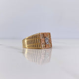 Anillo Corona RX 10.9gr / T9 3/4 / Reloj Circones Blancos Tres Oros 18K $