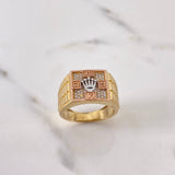 Anillo Corona RX 10.9gr / T9 3/4 / Reloj Circones Blancos Tres Oros 18K $