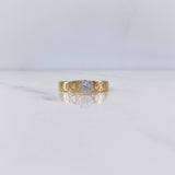 Anillo Banda Corazones 2gr / T7 1/4 / Solitario Circon Blanco Oro Amarillo 18K $