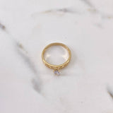 Anillo Banda Corazones 2gr / T7 1/4 / Solitario Circon Blanco Oro Amarillo 18K $