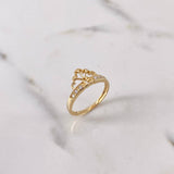 Anillo Corona 15s 2.1gr / T7 / Circones Blancos Oro Amarillo 18K $