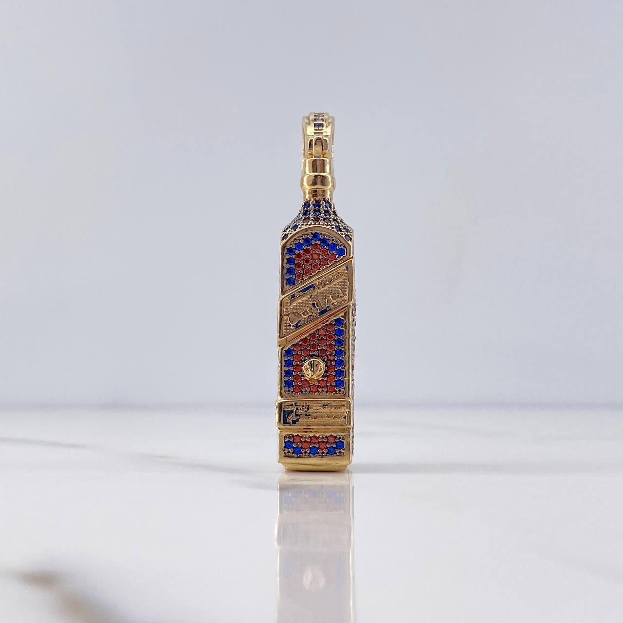 Dije Botella Blue Label 12.5gr / 5cm / Circones Azules Naranjas Oro Amarillo 18K $