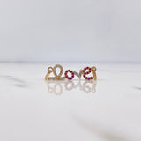 Dije Love 1.2gr / 2.3cm / Circones Fucsias Blancos Dos Oros Amarillo Blanco 18K $