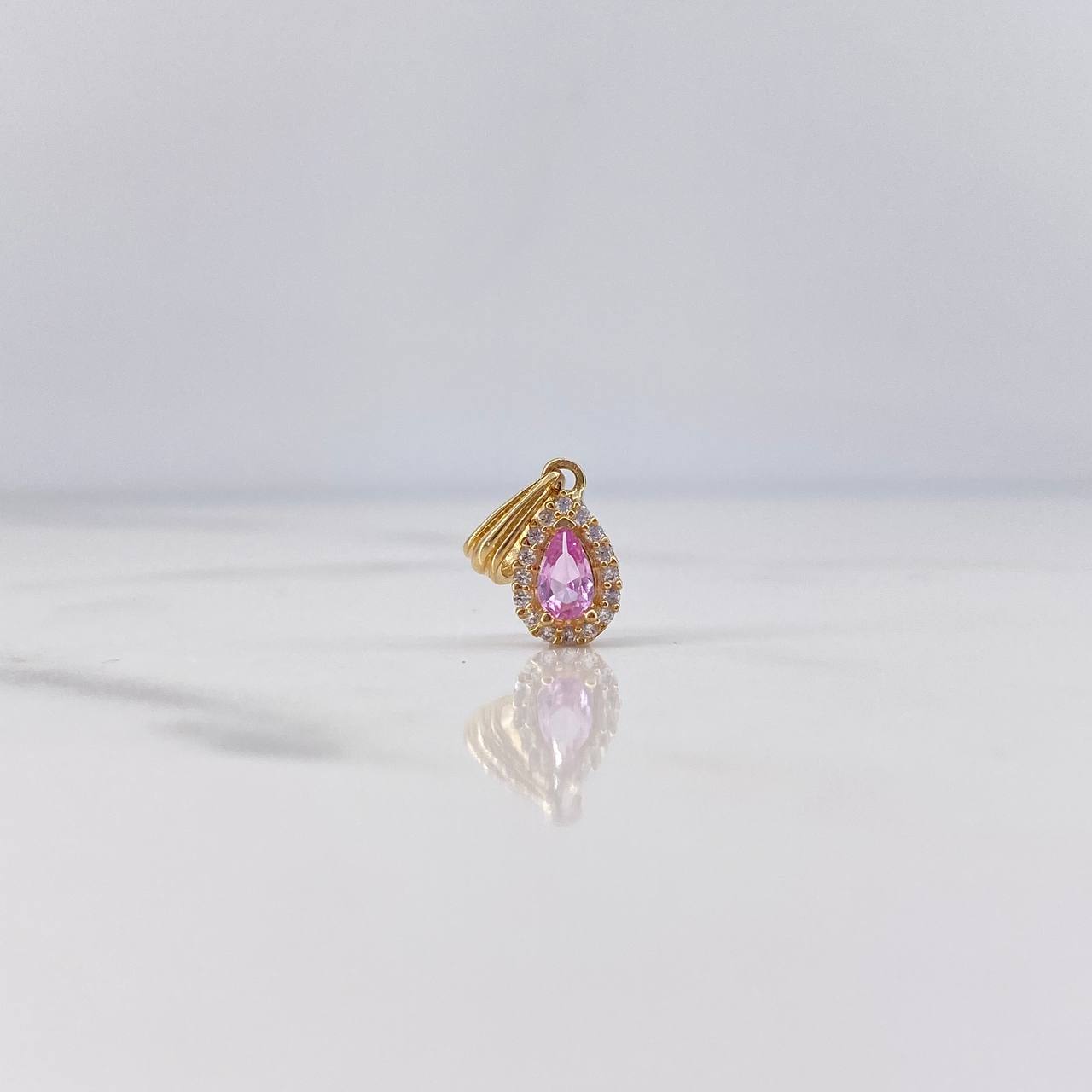 Dije Gota Halo 0.65gr / 1.5cm / Circones Rosado Blancos Oro Amarillo 18K $