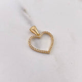 Dije Silueta Corazon 1.7gr / 2.5cm / Circones Blancos Oro Amarillo 18K $