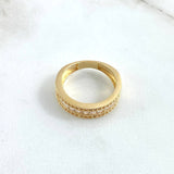 Anillo Argolla Carril Intermedio 3.95gr / T6 1/4 / Circones Blancos Oro Amarillo 18K