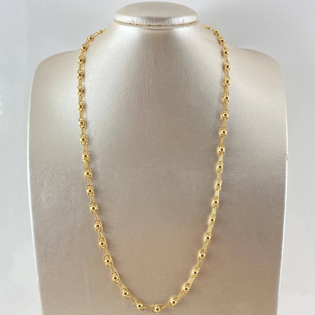 Cadena Rustica Burbuja 12.3gr / 60cm / 4.6mm Diamantada Oro Amarillo 18K