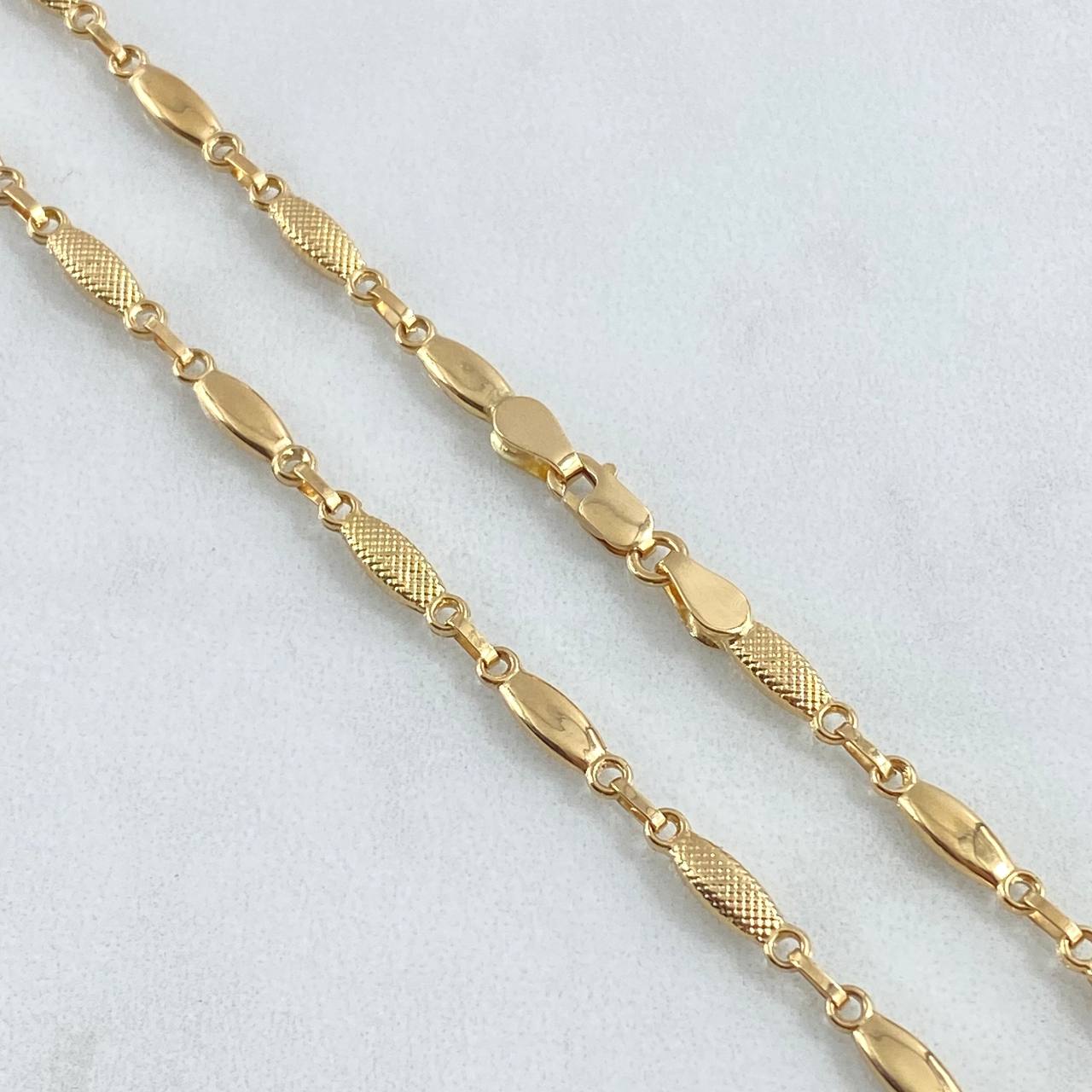 Cadena Rustica Ojiva 9.05gr / 60cm / 3.3mm Diamantada Oro Amarillo 18K