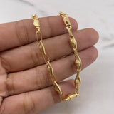 Cadena Rustica Piramide 12.9gr / 60cm / 4mm Barril Rayado Oro Amarillo 18K $