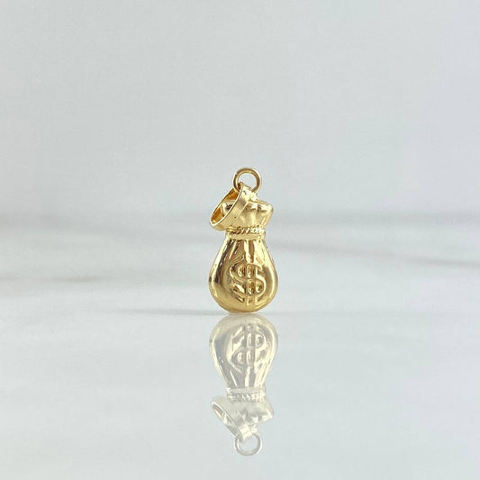 Dije Bolsa De Dinero Plana 0.45gr / 1.8cm / Troquelada Oro Amarillo 18K