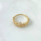 Anillo 15s Corona Bizantino 3.35gr / T8 1/4 / Circones Blancos Oro Amarillo 18K