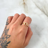 Anillo Arco de Mariposas 2gr / T7 3/4 / Circones Blancos Oro Amarillo 18K