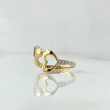 Anillo Corazón Apendice 2.05gr / T5 3/4 / Circones Blancos Oro Amarillo 18K