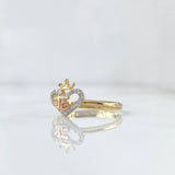 Anillo 15s Corazón Corona 2.25gr / T7 / Circones Blancos Oro Amarillo 18K