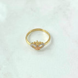 Anillo 15s Corazón Corona 2.25gr / T7 / Circones Blancos Oro Amarillo 18K