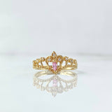 Anillo Corona Corazón Oleado 2.05gr / T7 / Circones Blancos Rosado Oro Amarillo 18K