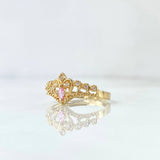 Anillo Corona Corazón Oleado 2.05gr / T7 / Circones Blancos Rosado Oro Amarillo 18K