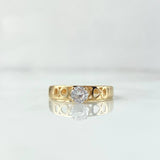 Anillo Solitario Enmallado Corazones 2gr / T6 1/4 / Circon Blanco Oro Amarillo 18K