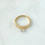 Anillo Solitario Enmallado Corazones 2gr / T6 1/4 / Circon Blanco Oro Amarillo 18K