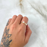 Anillo Solitario Enmallado Corazones 2gr / T6 1/4 / Circon Blanco Oro Amarillo 18K