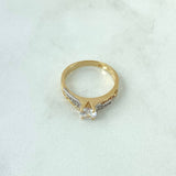 Anillo Solitario Destello Enmallado 2.7gr / T5 1/4 / Circones Blancos Dos Oros Amarillo Blanco 18K