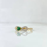 Anillo Solitario Infinito 1.75gr / T6 1/2 / Circones Blancos Verde Oro Amarillo 18K