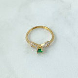 Anillo Solitario Infinito 1.75gr / T6 1/2 / Circones Blancos Verde Oro Amarillo 18K