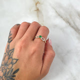 Anillo Solitario Infinito 1.75gr / T6 1/2 / Circones Blancos Verde Oro Amarillo 18K