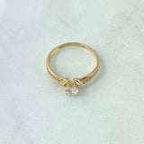 Anillo Solitario Carriles Triangulares 1.8gr / T7 / Circones Blancos Oro Amarillo 18K