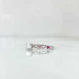 Anillo Solitario Carril de Corazones 1.2gr / T5 1/2 / Circones Blanco Azul Naranjado Rosado Fucsia Oro Blanco 18K