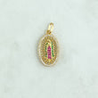 Dije Virgen Guadalupe 2.35gr / 2.8cm / Ovalo Filigrana - Circones Blancos Verdes Fucsia Oro Amarillo 18K ©