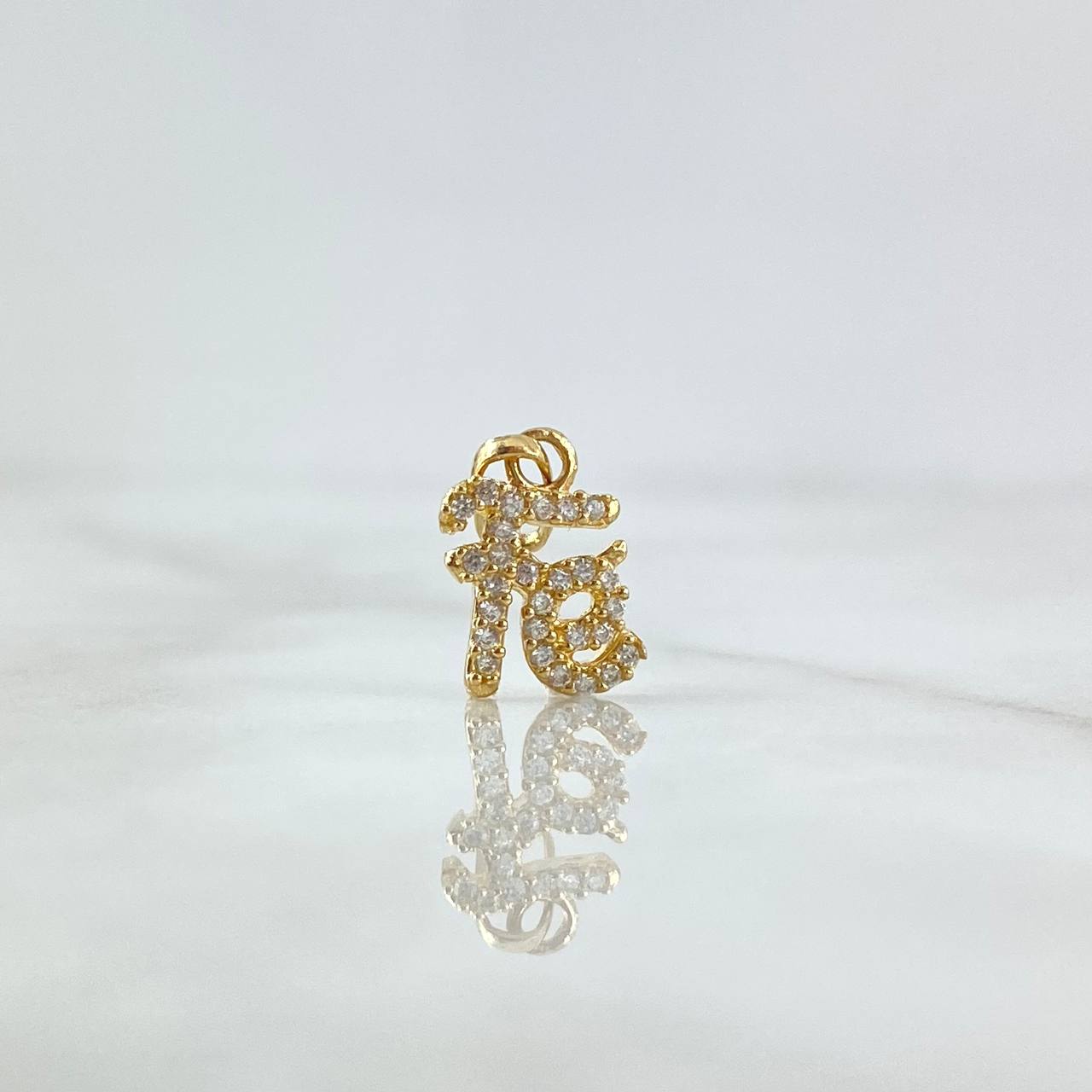 Dije FE 0.9gr / 1.8cm / Circones Blancos Oro Amarillo 18K