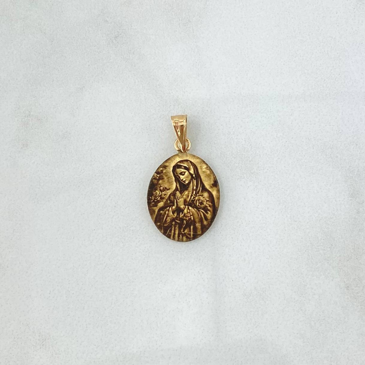 Dije Placa Virgen Maria 0.9gr / 2.5cm / Fotograbado Oro Amarillo 18K