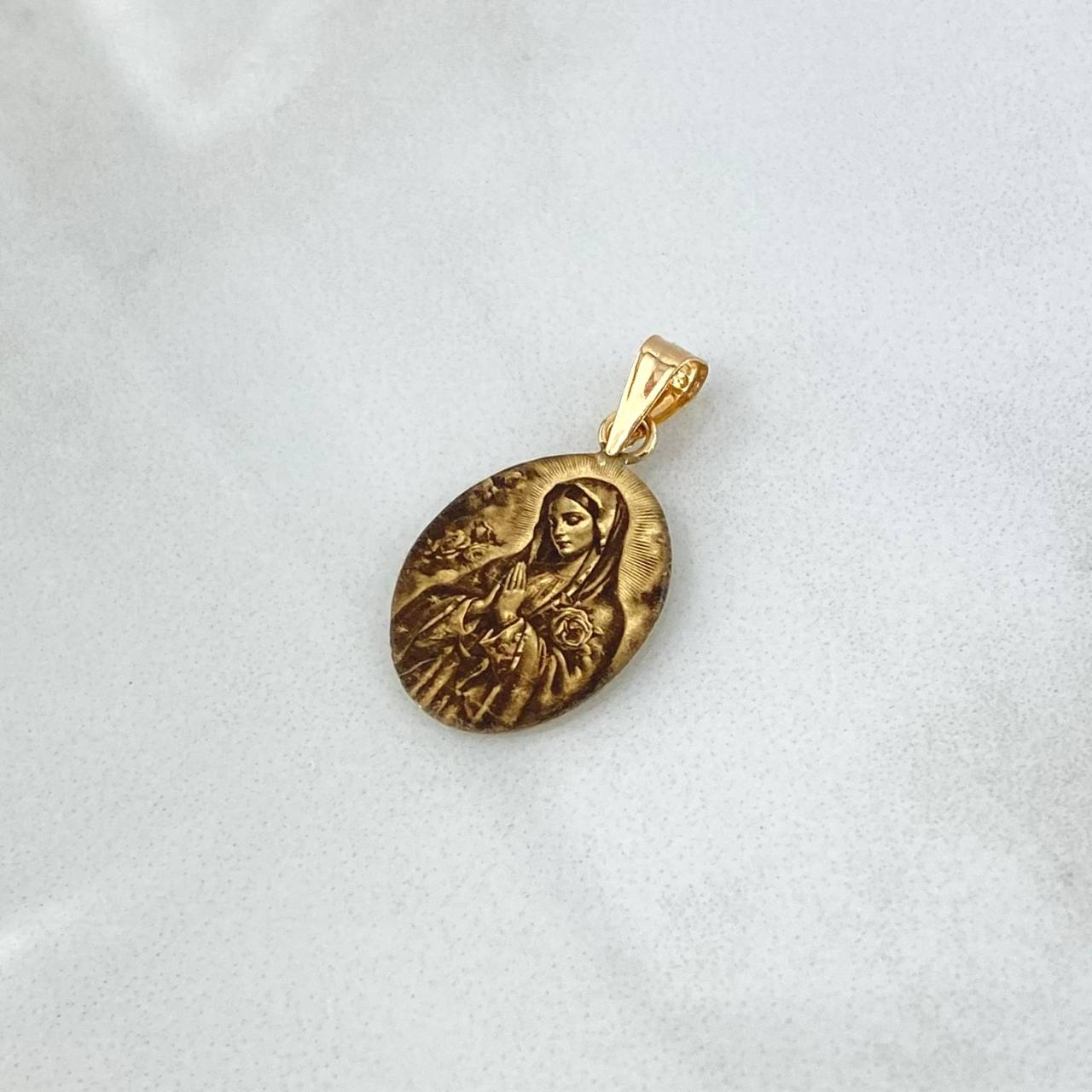 Dije Placa Virgen Maria 0.9gr / 2.5cm / Fotograbado Oro Amarillo 18K